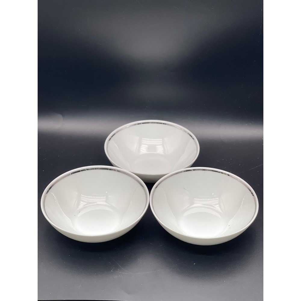 Johann Haviland Bavaria Germany White Platinum Trim Fruit Bowls Set of 3